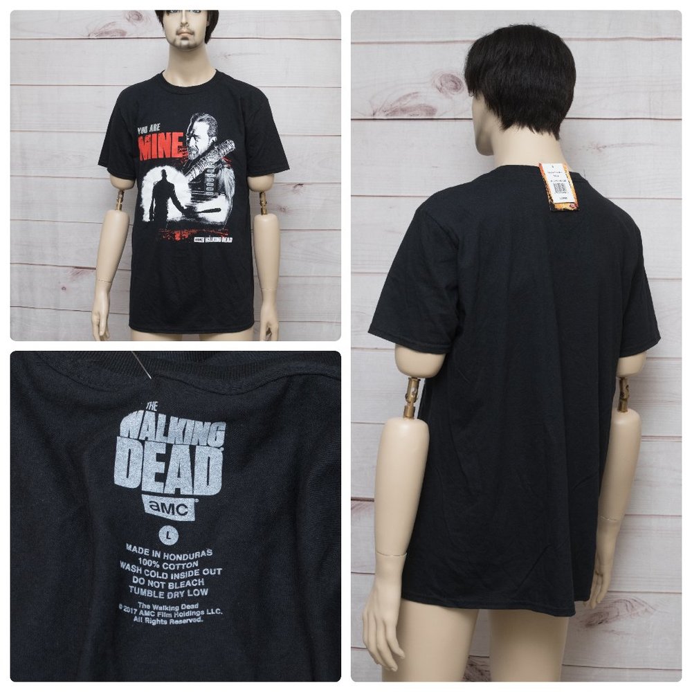 The Walking Dead NEGAN Bat Black T-shirt Sz LARGE